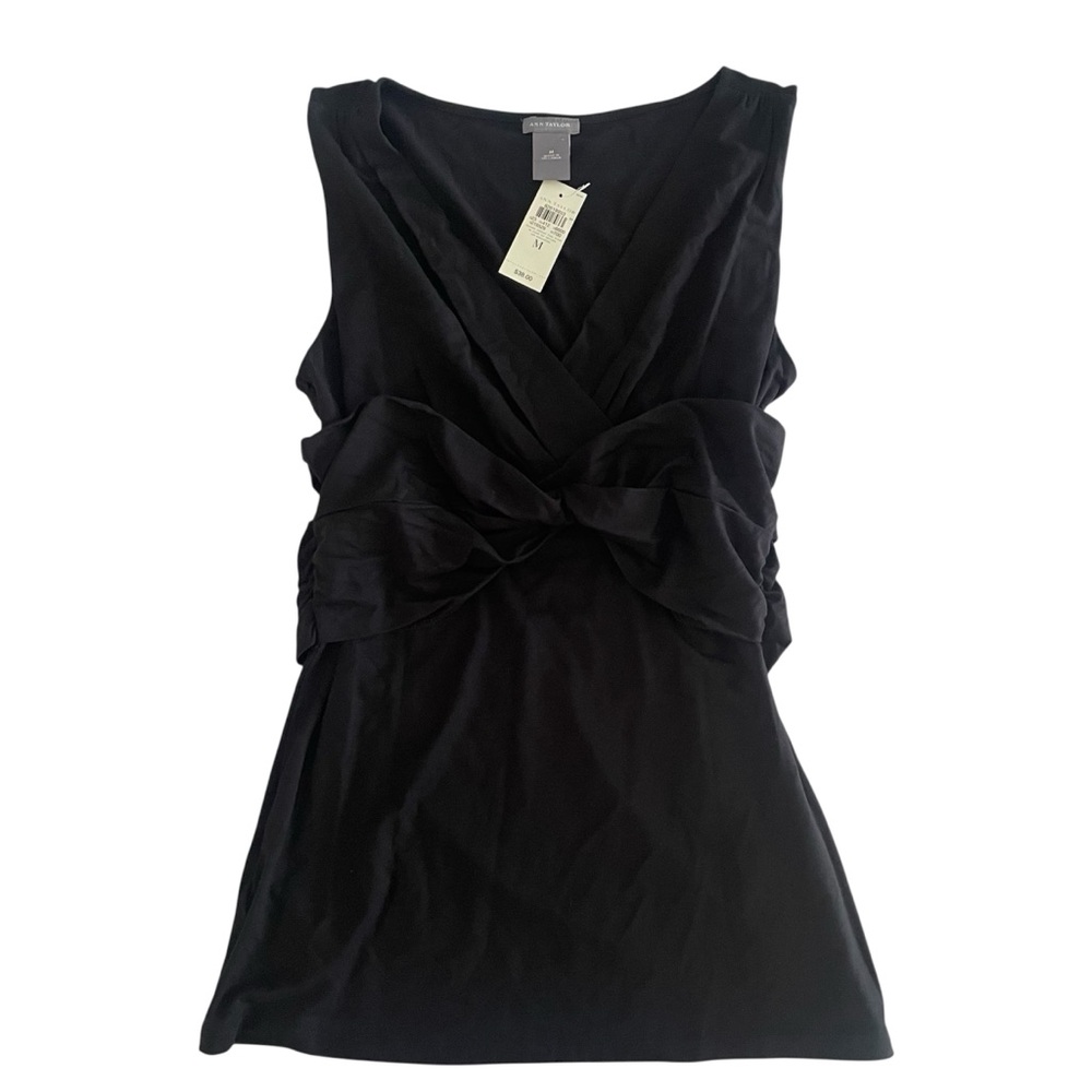 NWT Ann Taylor Medium M Black Sleeveless Blouse Tank Top Shirt Women’s Stretch